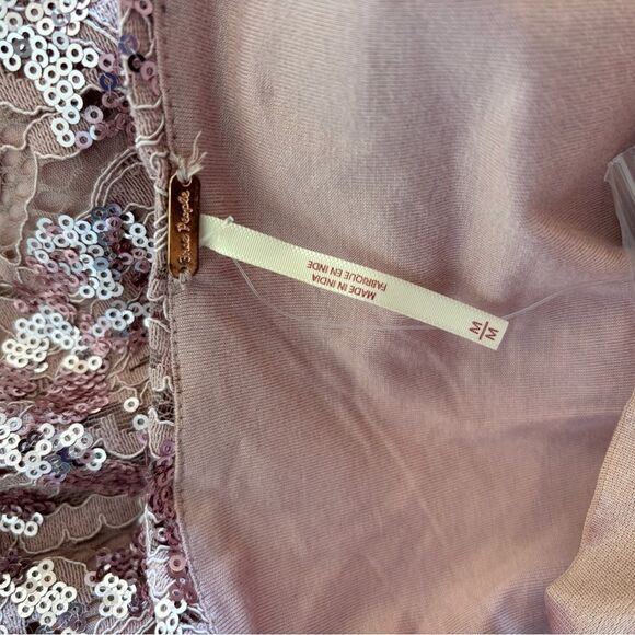 NWT Free People Night Gaze Mini Sequin Strapless Blush Pink Dress - Picture 5 of 6